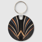 Art Deco Metallic Geometric Elegance Sleutelhanger (Voorkant)