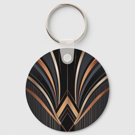 Art Deco Metallic Geometric Elegance Sleutelhanger (Achterkant)