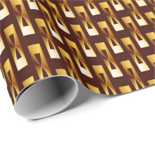 Art Deco Metallic Geometric - Gold en chocolade Cadeaupapier