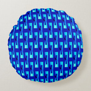 Art Deco Metallic Geometric - Kobalt Blue Rond Kussen
