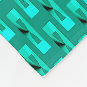 Art Deco Metallic Geometric - Peacock en Blauwgroe Fleece Deken
