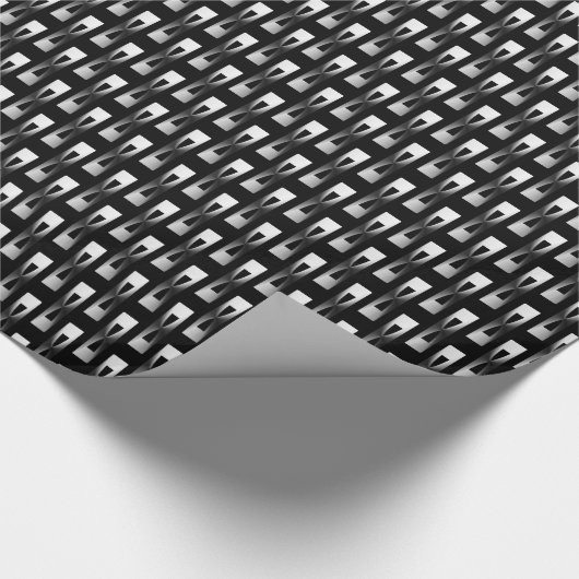 Art Deco Metallic Geometric - Silver en Black Cadeaupapier (Hoek)