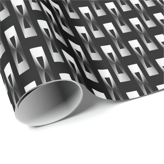 Art Deco Metallic Geometric - Silver en Black Cadeaupapier (Rol Hoek)