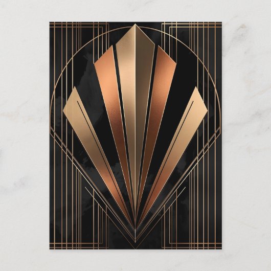 Art Deco Metallic Geometrische Elegantie Briefkaart (Voorkant)