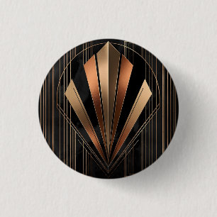 Art Deco Metallic Geometrische Elegantie Ronde Button 3,2 Cm