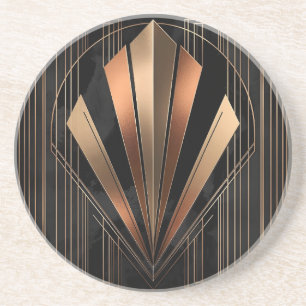 Art Deco Metallic Geometrische Elegantie Zandsteen Onderzetter