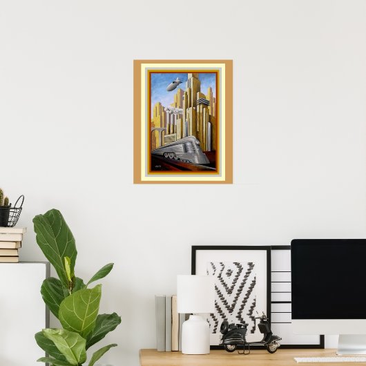 Art Deco Metropolis Thema Poster 16 x 20 (Thuiskantoor)