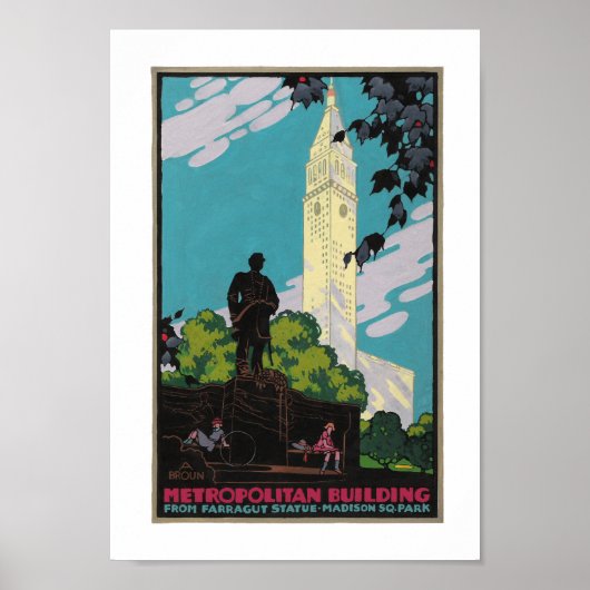 Art Déco Metropolitan Building NYC Travel Poster (Devant)