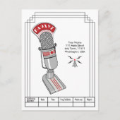 Art Deco Microphone and Transmitter QSL Briefkaart (Voorkant)