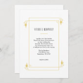 Art Deco Minimaal Gouden Gele Trouw Uitnodiging (Voorkant / Achterkant)