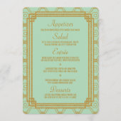 Art Deco Mint Bruiloft Menu (Voorkant)