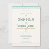 Art Deco  Mint en Gold Wedding Kaart (Voorkant)