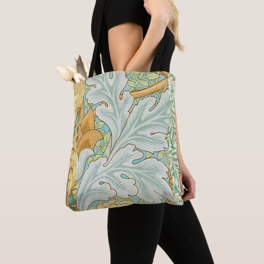  Art Deco Mint Groene Bloemen Canvas tas (Dichtbij)