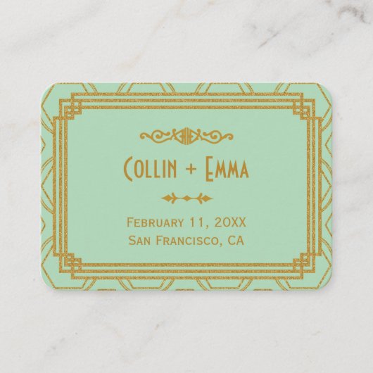 Art Deco Mint trouwplaats kaarten Plaatskaartje (Voorkant)