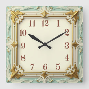 Art Deco Mint Vierkante Klok