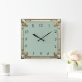 Art Deco Mint Vierkante Klok (Huis)