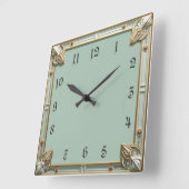 Art Deco Mint Vierkante Klok (Hoek)