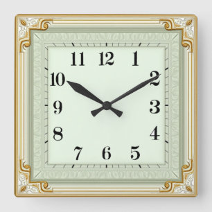 Art Deco Mint Vierkante Klok