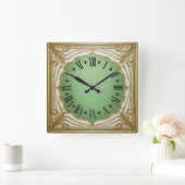 Art Deco Mint Vierkante Klok (Huis)