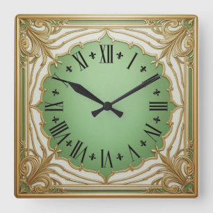 Art Deco Mint Vierkante Klok