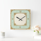 Art Deco Mint Vierkante Klok (Huis)