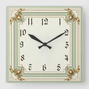Art Deco Mint Vierkante Klok
