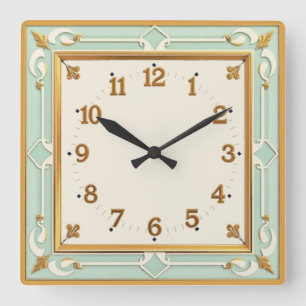 Art Deco Mint Vierkante Klok