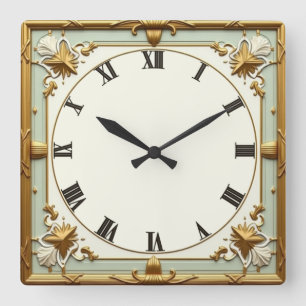 Art Deco Mint Vierkante Klok