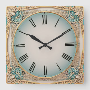 Art Deco Mint Vierkante Klok