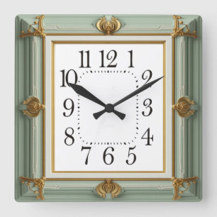 Art Deco Mint Vierkante Klok