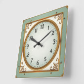 Art Deco Mint Vierkante Klok (Hoek)