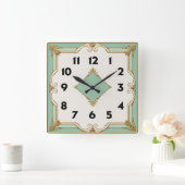 Art Deco Mint Vierkante Klok (Huis)