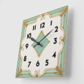 Art Deco Mint Vierkante Klok (Hoek)