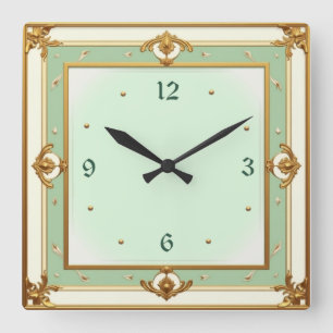 Art Deco Mint Vierkante Klok