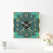 Art Deco Mint Vierkante Klok (Huis)