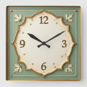 Art Deco Mint Vierkante Klok