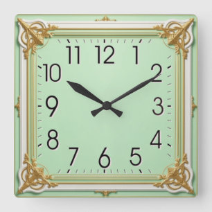 Art Deco Mint Vierkante Klok
