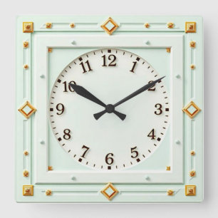 Art Deco Mint Vierkante Klok