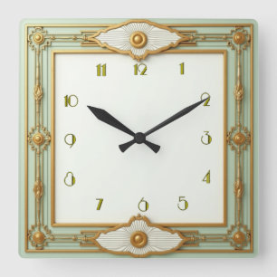 Art Deco Mint Vierkante Klok