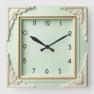Art Deco Mint Vierkante Klok