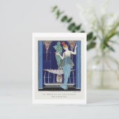 Art Deco Mode Bord van Avondjurk van Barbier Briefkaart (Staand voorkant)