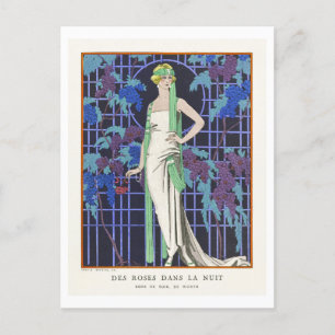 Art Deco Mode Bord van Avondjurk van Barbier Briefkaart