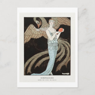 Art Deco Mode Bord van Avondjurk van Barbier Briefkaart