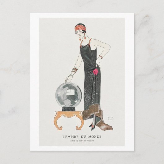 Art Deco Mode Bord van Avondjurk van Barbier Briefkaart (Voorkant)
