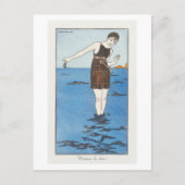 Art Deco Mode Bord van Badpak van Barbier Briefkaart (Voorkant)