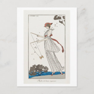 Art Deco Mode Bord van Zomerjurk van Barbier Briefkaart