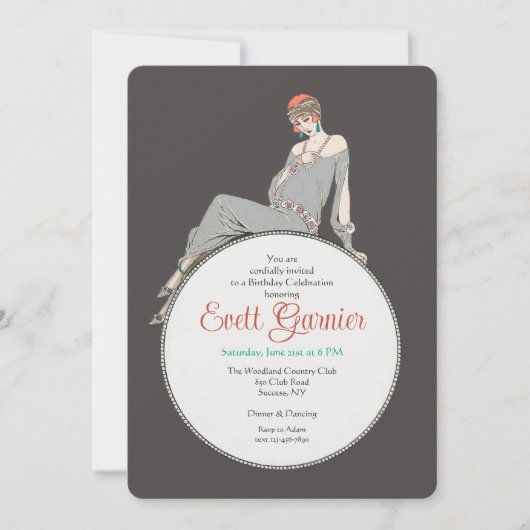 Art Deco Mode Uitnodiging (Voorkant)