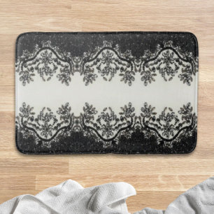 Art Deco  Mode Zwart Wit Bloemen Badmat