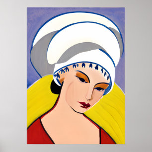 Art Deco Modern Lady in een tulband Poster