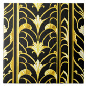 Art Deco Modern Zwart Goud Collectie Tegeltje (Voorkant)